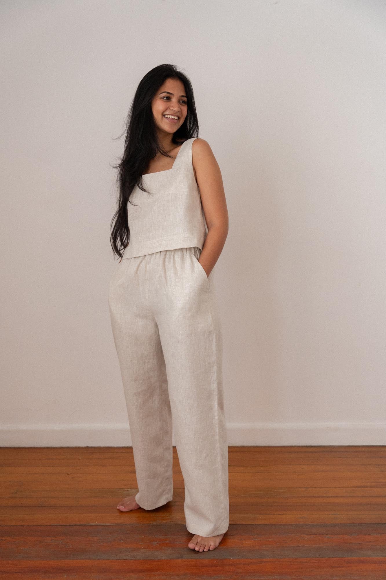 high rise cari linen pants