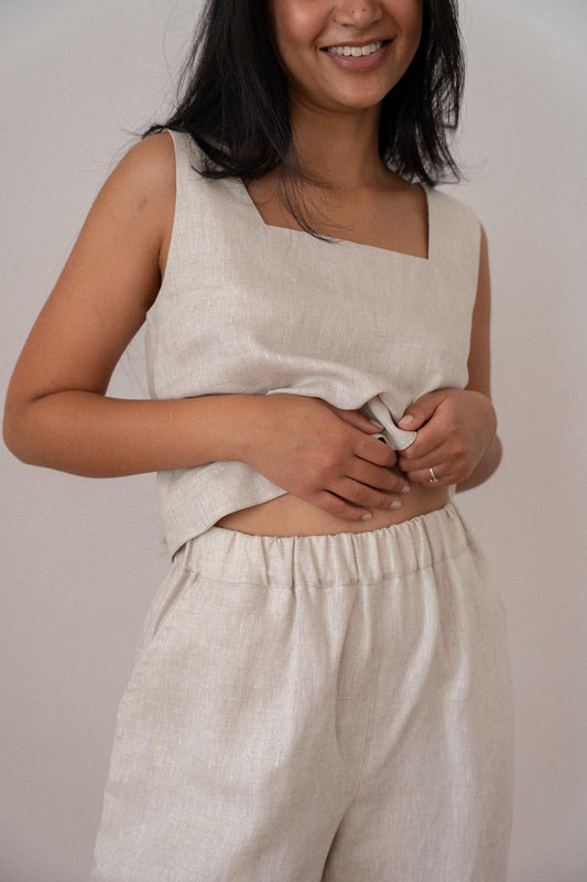 Elasticated linen pants