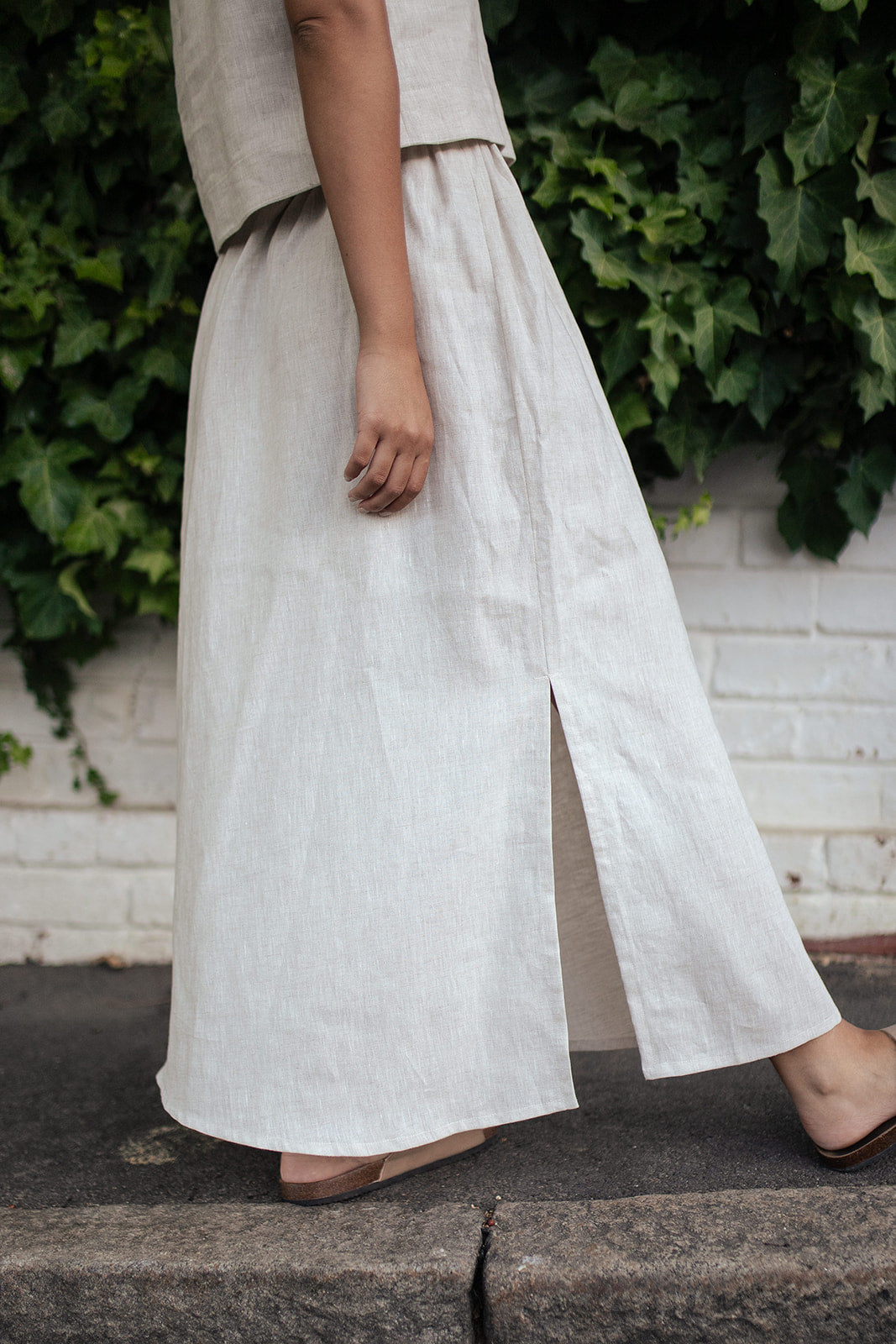 natural linen maxi skirt