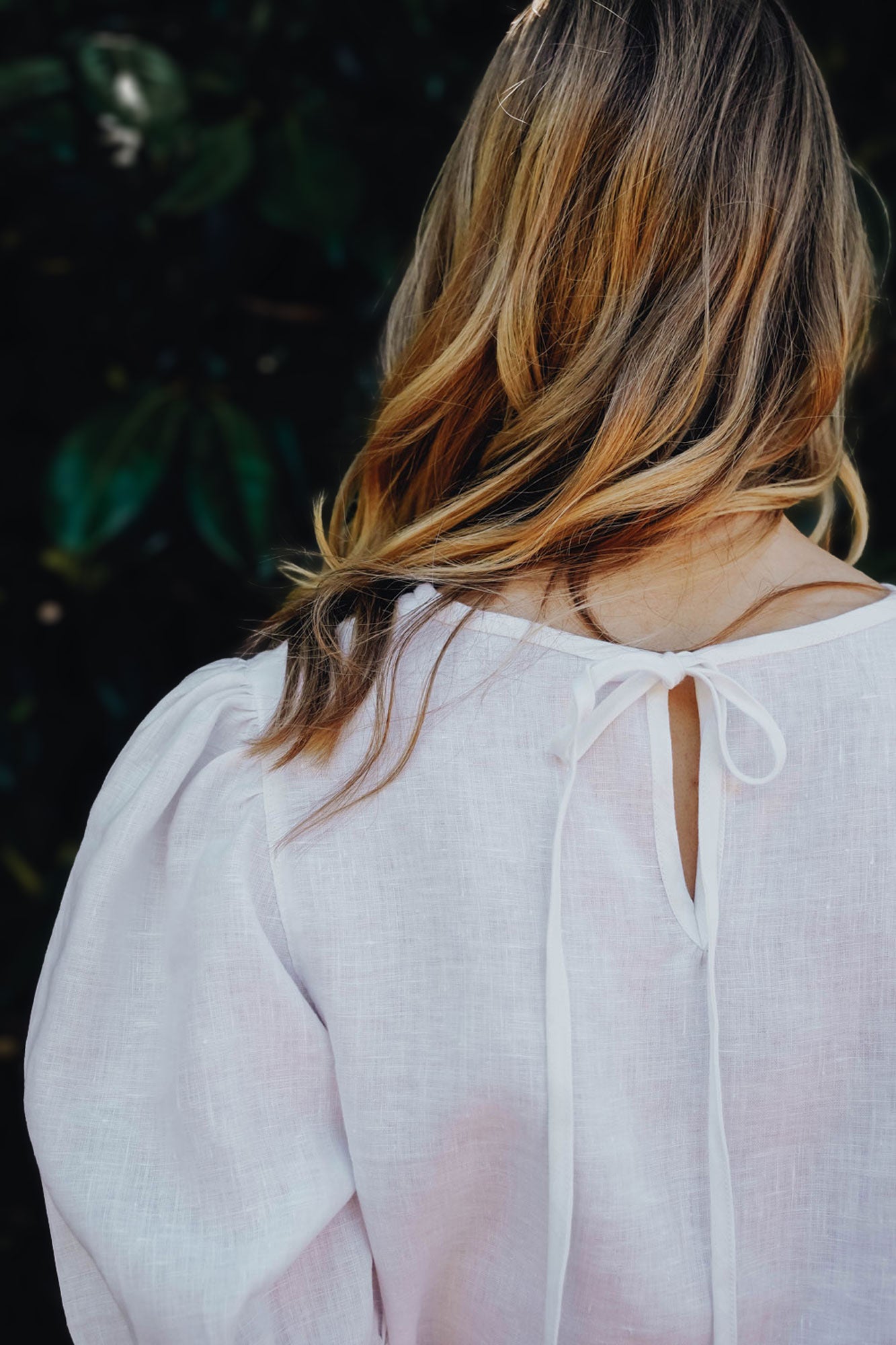 Alice Puff Sleeve Linen Top in white - hōm